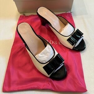 Taryn Rose Fico WHT-BLK-PL 7.5 Slides Nearly New